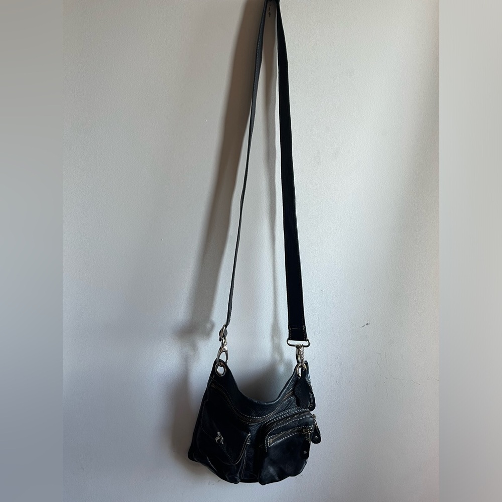 Roots Black Leather Crossbody Bag - Picture 1 of 9
